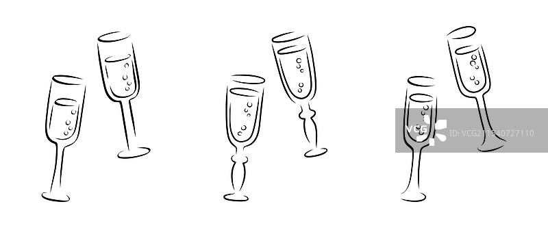 不同形状的玻璃杯轮廓组合图片素材