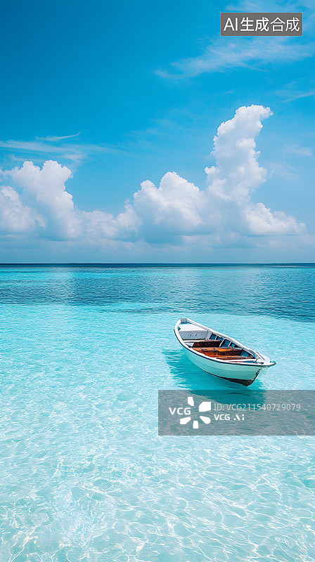 【AI数字艺术】大海上的小船图片素材