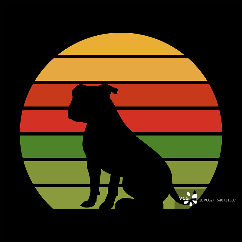 斯塔福德郡斗牛犬复古日落图片素材