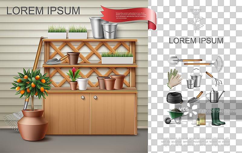 逼真的花园色彩丰富的构图图片素材