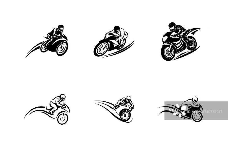 摩托车赛车手高速动作图片素材
