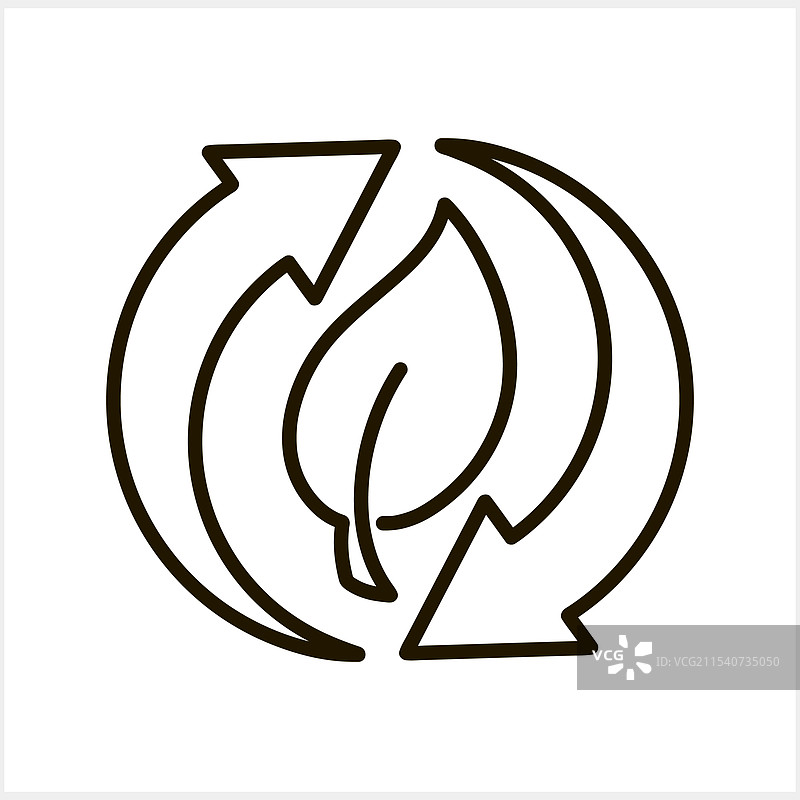 回收箭头与叶子图标的涂鸦设计图片素材