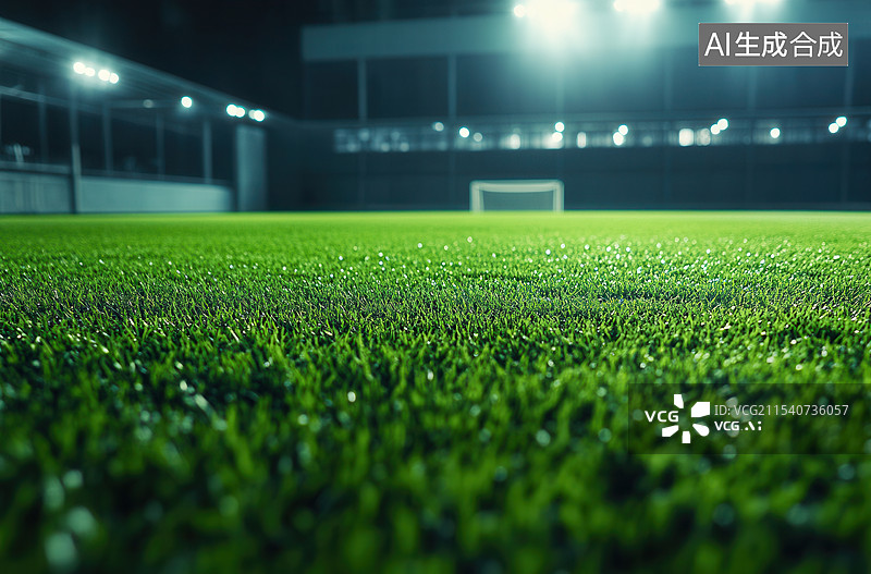 【AI数字艺术】阳光下的体育场足球场草地图片素材