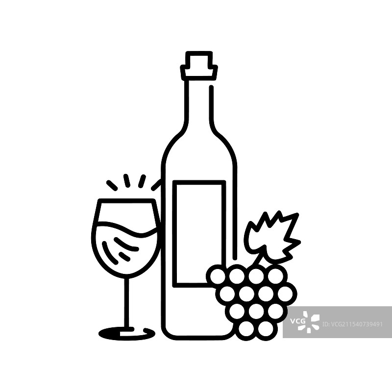 葡萄酒瓶、酒杯和葡萄图片素材
