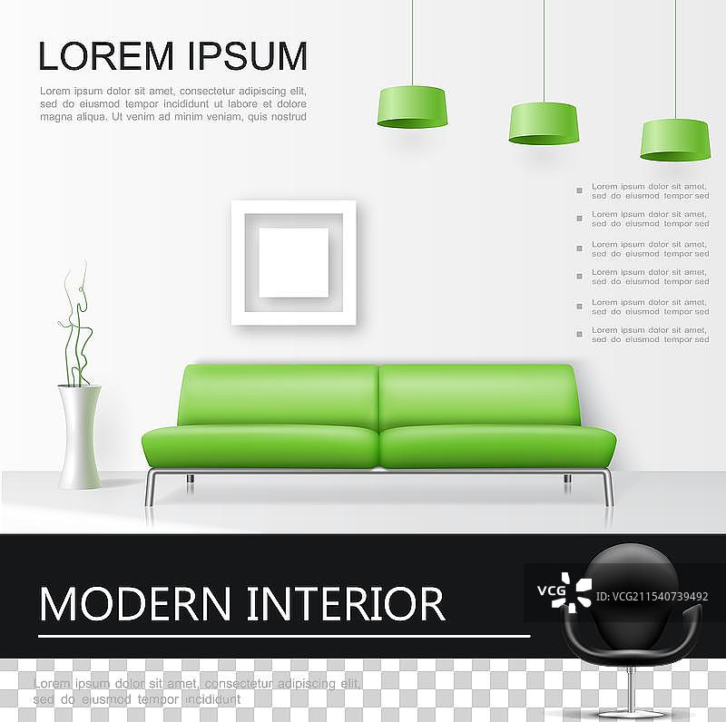 逼真的客厅室内设计概念图片素材