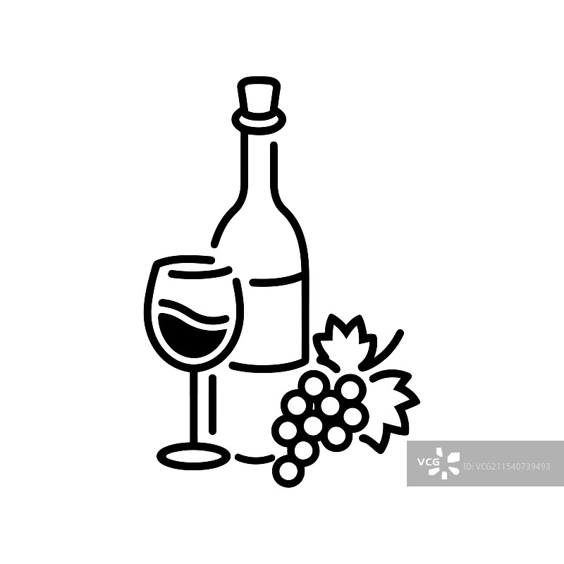 葡萄酒瓶、酒杯和葡萄图片素材