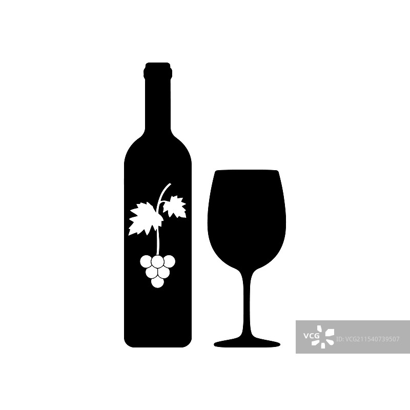 葡萄酒瓶、酒杯和葡萄图片素材