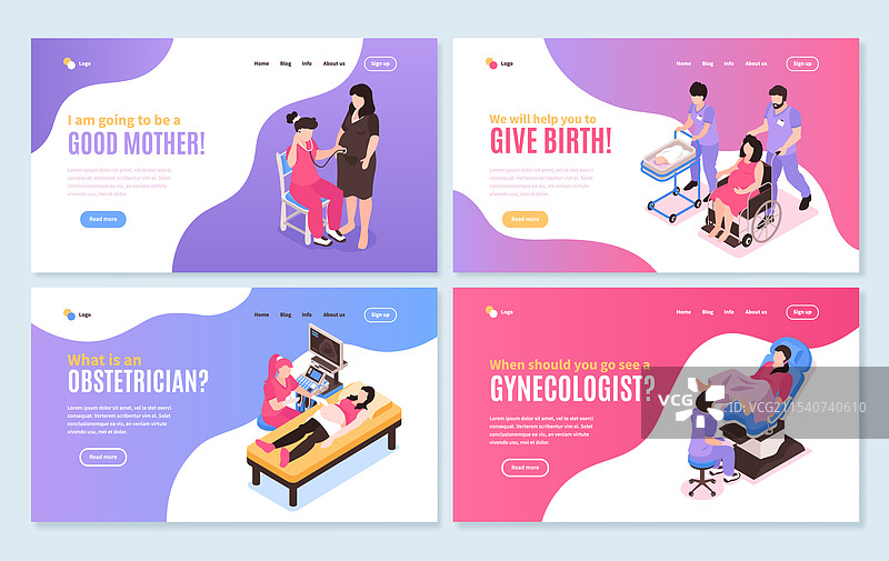女性健康等距横幅图片素材