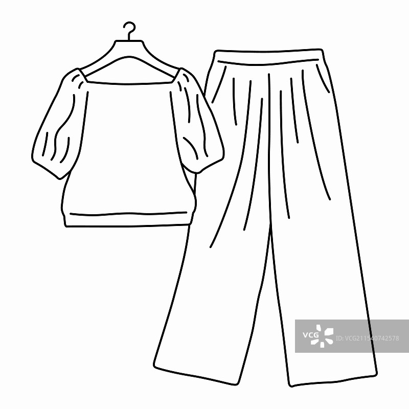衣架上的裤子和衬衫图片素材