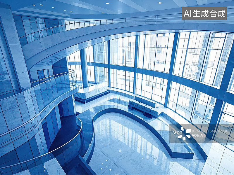 【AI数字艺术】阳光洒满的奢华酒店大堂全景图片素材