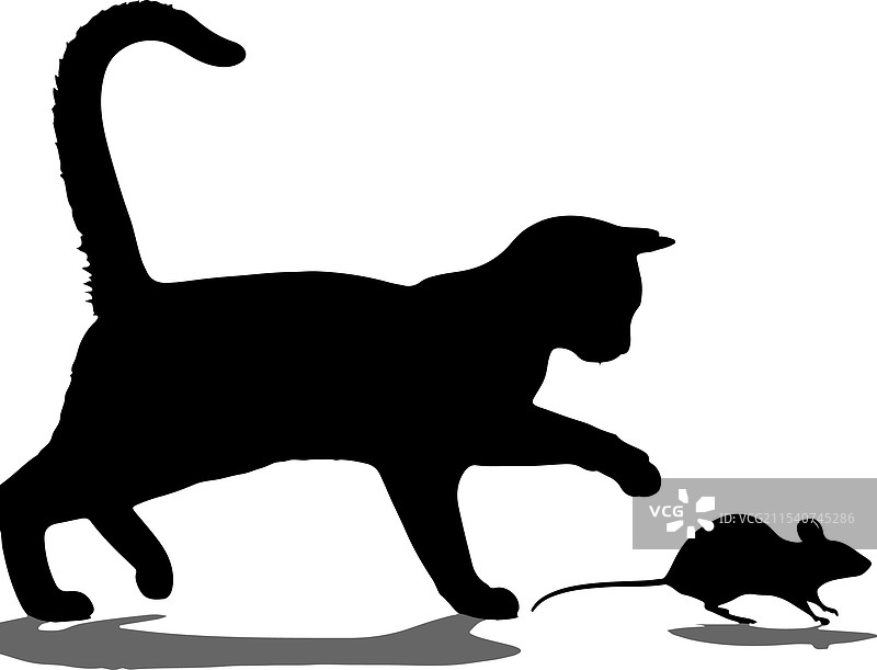 猫和老鼠的剪影图片素材