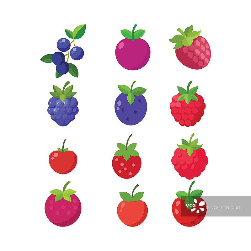 樱桃、覆盆子、蓝莓、黑莓、草莓图片素材