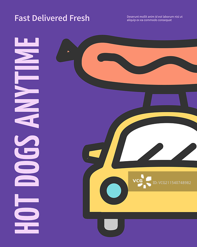热狗随时送达的快餐外卖概念图片素材