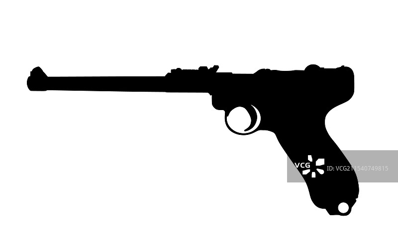 复古的卢格帕拉贝鲁姆P08手枪轮廓图片素材