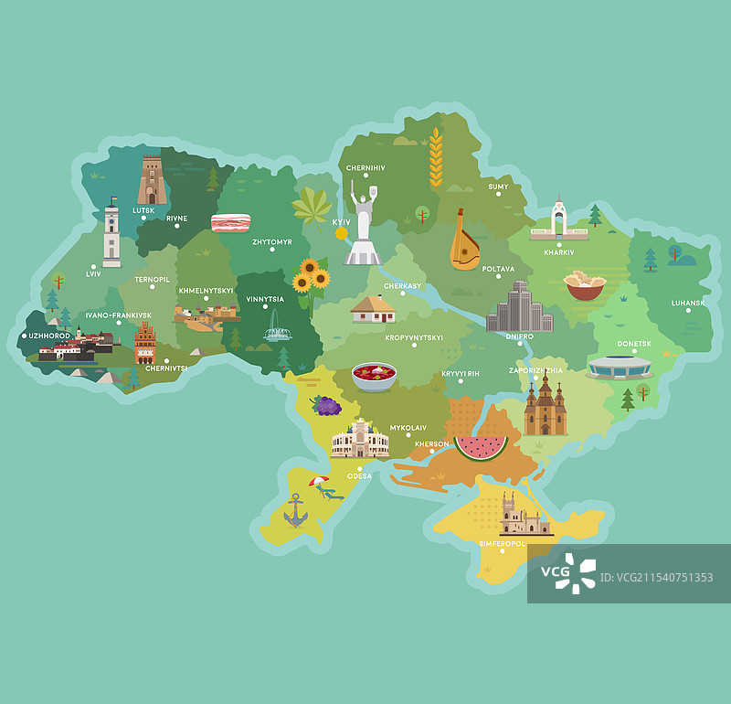 乌克兰的风格化地图图片素材
