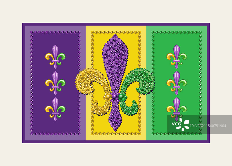 带有百合花图案的矩形狂欢节横幅图片素材