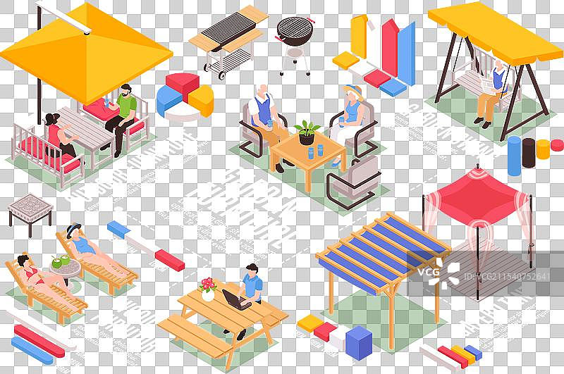 等距花园家具流程图图片素材