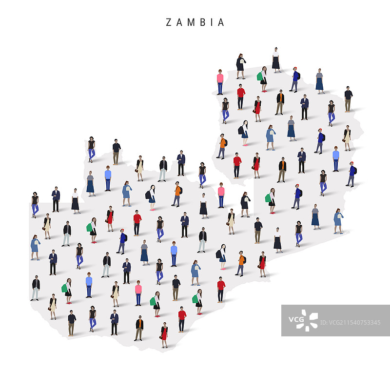 赞比亚人口地图，大群人聚集在一起图片素材
