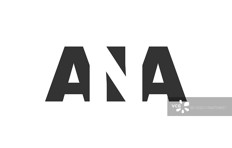 ANA标志设计，字母A、N、A采用粗体字。图片素材