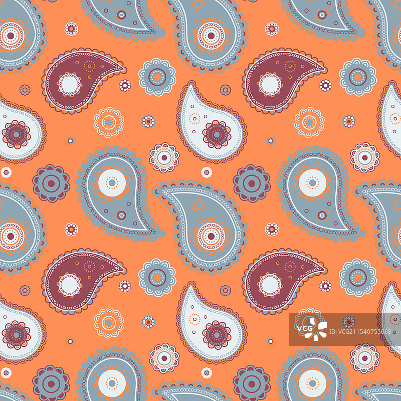 丝绸瓷砖上的波斯图案与亚麻纹理图片素材