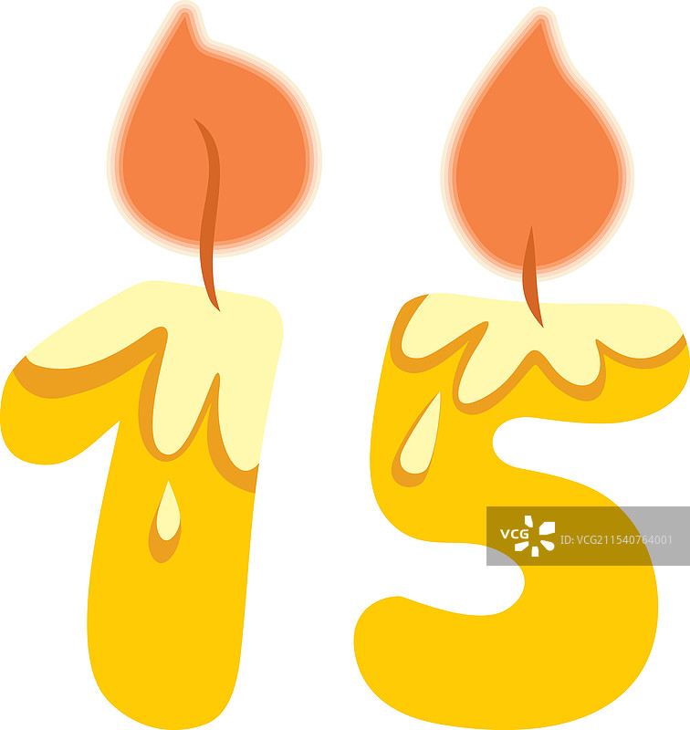 数字十五形状的蜡烛卡通设计图片素材