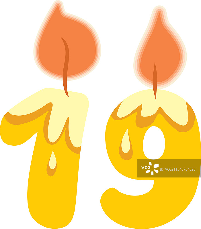 数字十九形状的蜡烛卡通设计图片素材