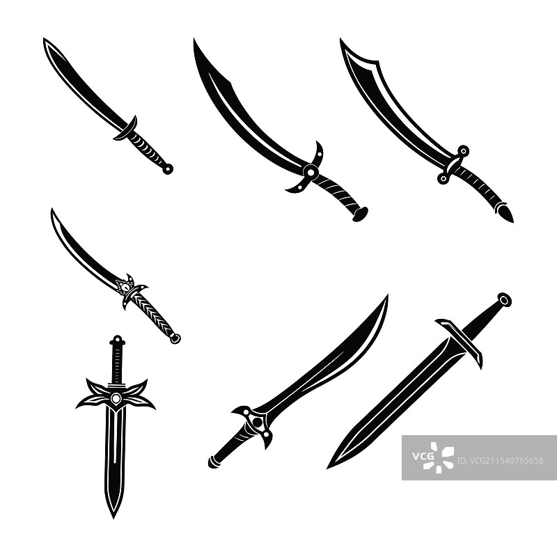 阿拉伯骑士，弯曲与直剑图片素材