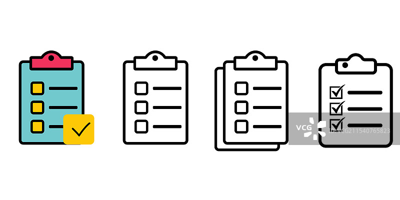 白色背景上的清单图标集图片素材