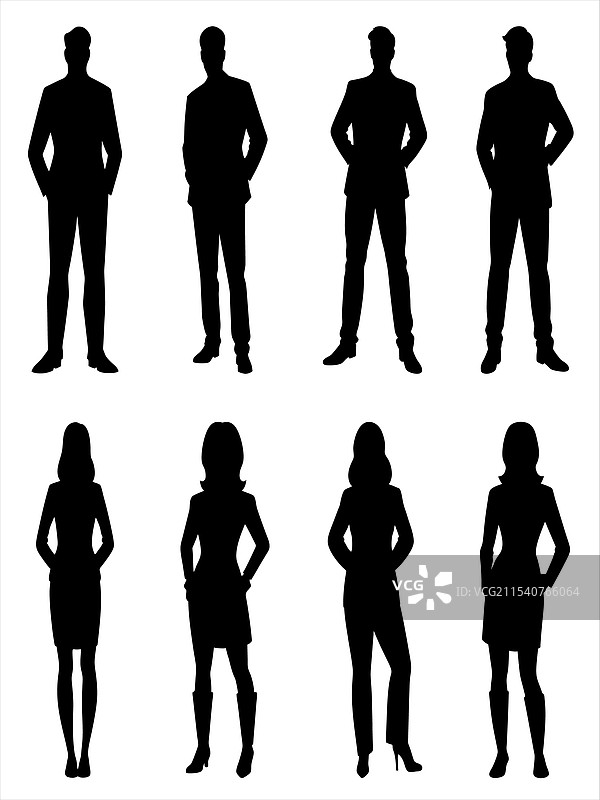 一组男女站立的剪影图片素材