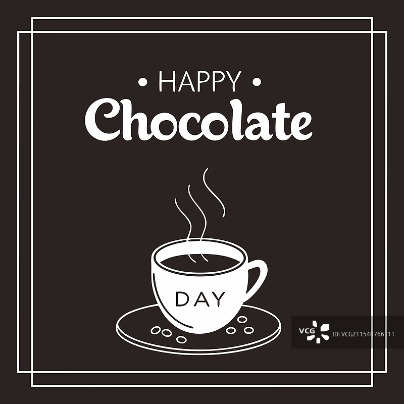 快乐巧克力日海报，配有深棕色杯子图片素材