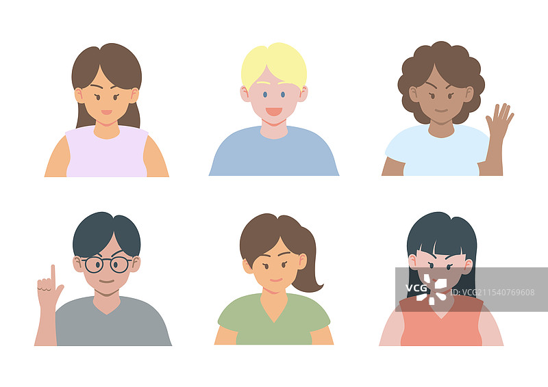 多样化的男女头像集合图片素材