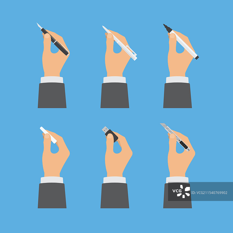 手握办公用品套装图片素材