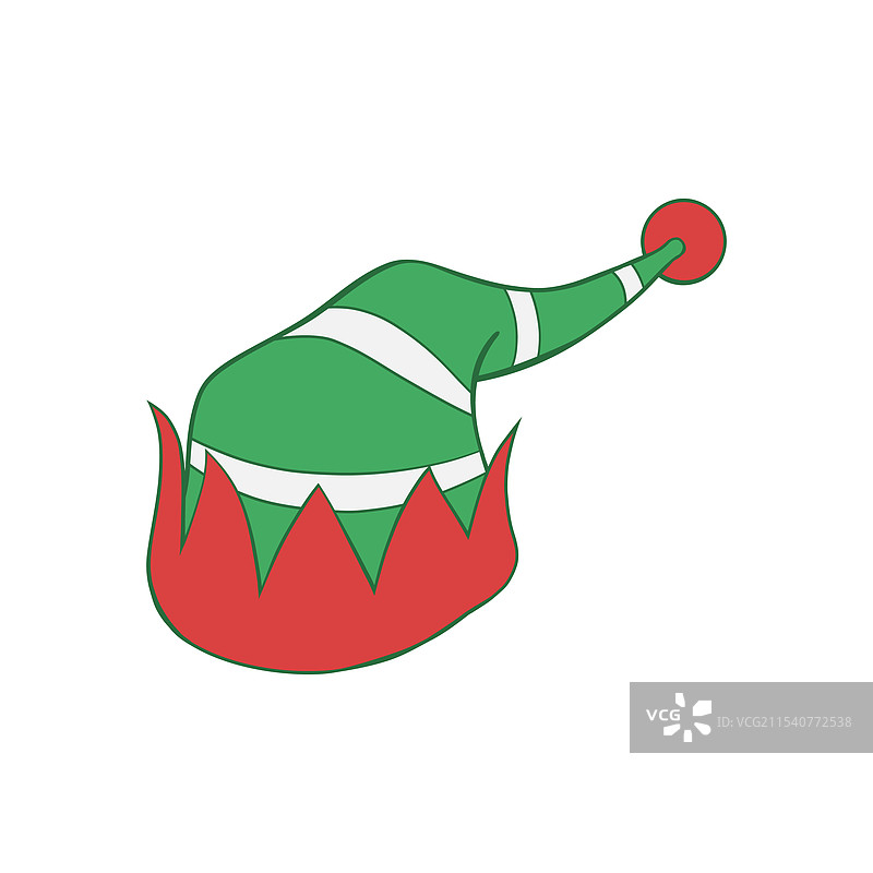 绿色白色条纹和红色圣诞尖顶精灵图片素材