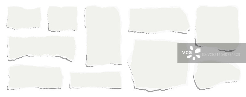 一组拉长的横向撕裂纸片图片素材