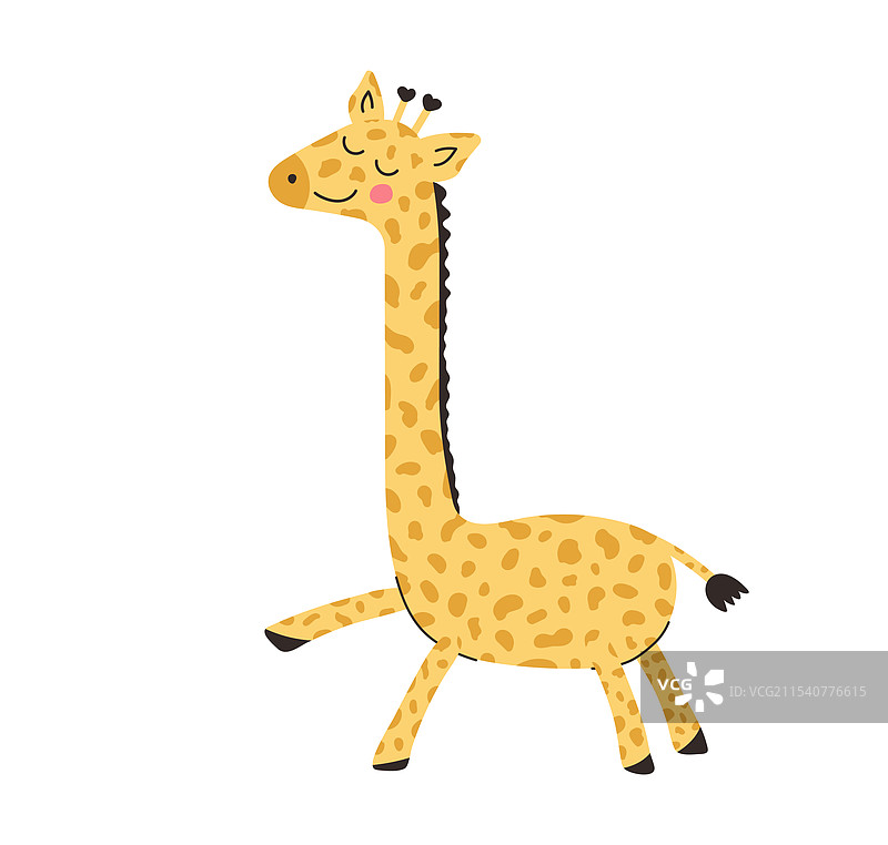 手绘的小长颈鹿孤立在白色背景上图片素材