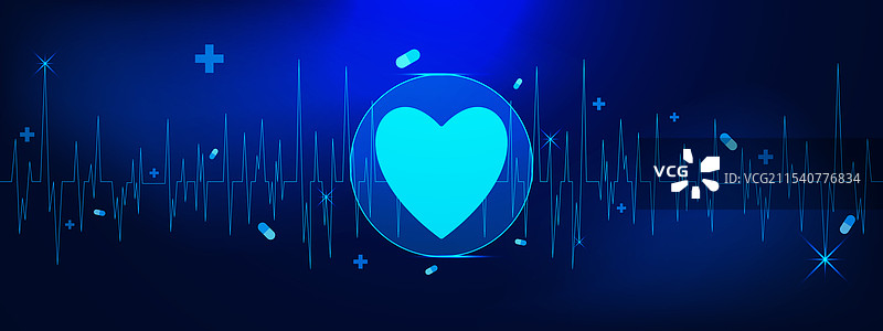 心形胶囊与十字架的心跳图案图片素材