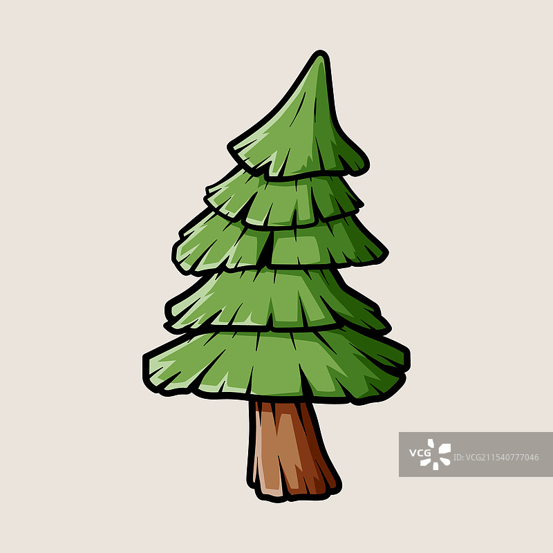彩色孤立的圣诞松树卡通图像图片素材