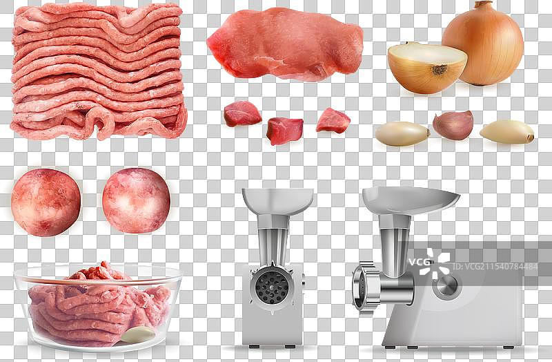 逼真的肉馅肉类组合图片素材