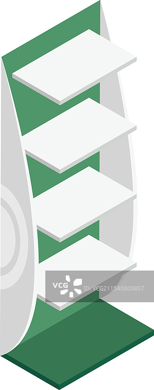 现代零售展示架的等距视图，空无一物图片素材