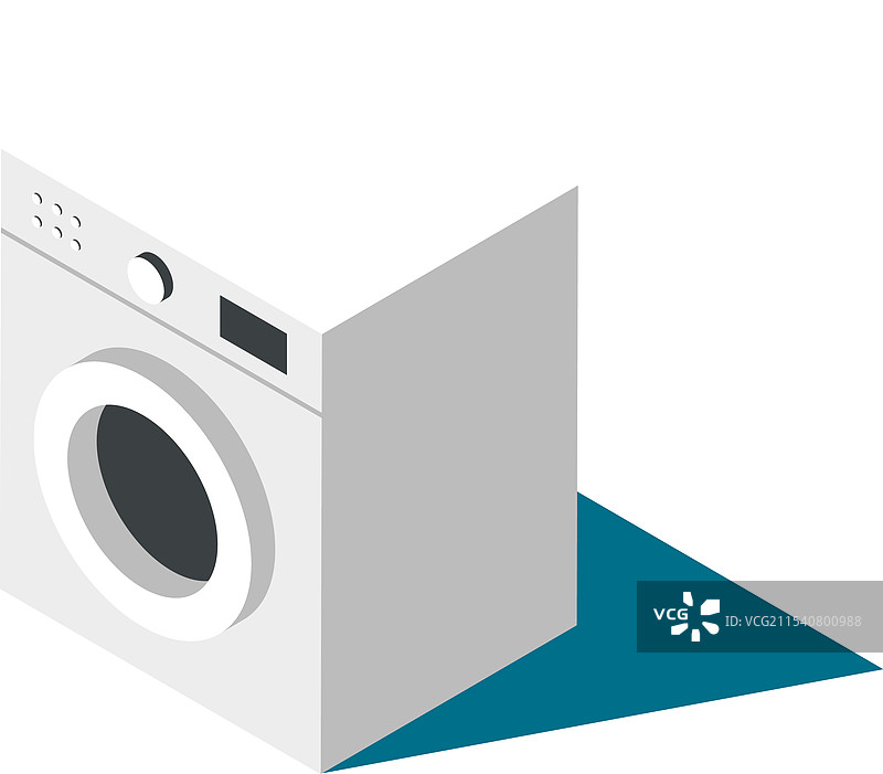 现代洗衣机投射出青色的阴影图片素材