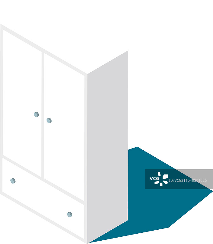 白色木质衣柜的等轴投影图片素材