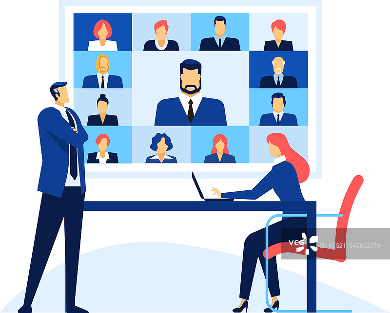 商务同事参加在线会议图片素材