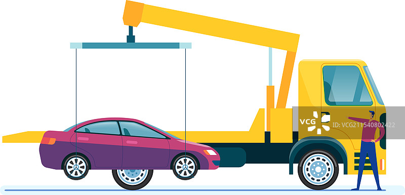 路边救援工作人员正在指挥拖车图片素材