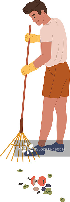 年轻男子戴着手套在清理垃圾图片素材