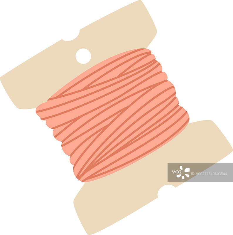 粉色线圈绕在一个线轴上，孤立展示图片素材