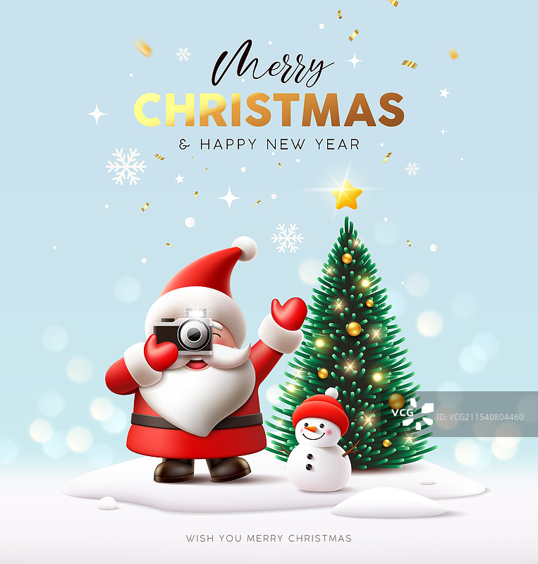 圣诞快乐，圣诞老人手持相机图片素材
