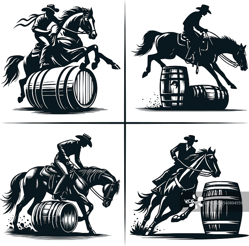 马术竞技中的男女骑手与马的SVG图案图片素材