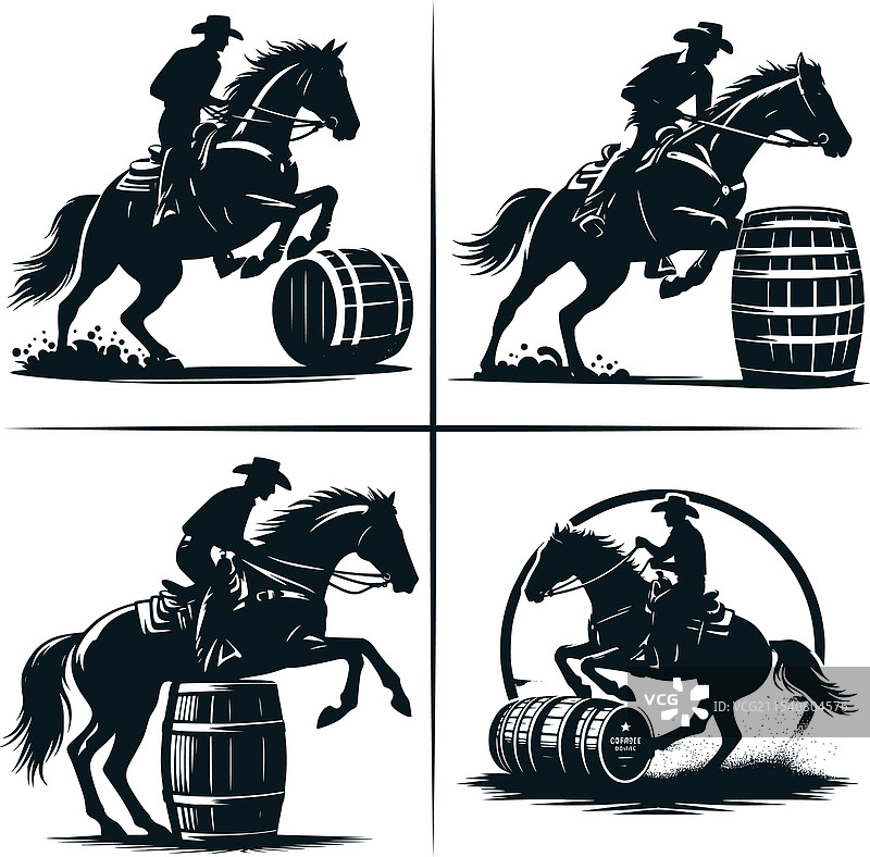 马术竞技中的男女骑手与马的SVG图案图片素材