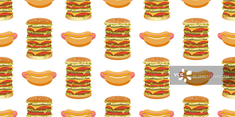 快餐无缝图案，包含汉堡和图片素材