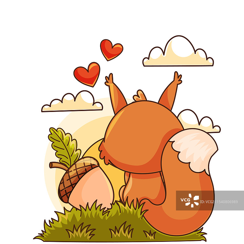 一只可爱的小松鼠正在享受美丽的景色图片素材